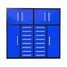 Chery Industrial made 7ft blue 16 drawer garage cabinet organizer with upper cabinets and lower storage doors