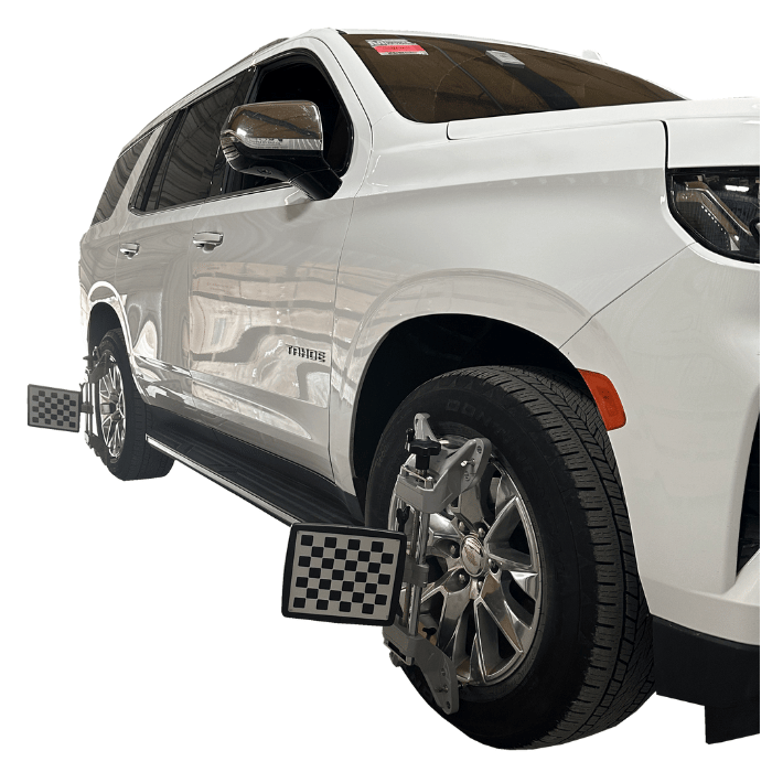 Chevrolet Tahoe undergoing alignment with iDEAL IWA-60-2000T-K 3D imaging system