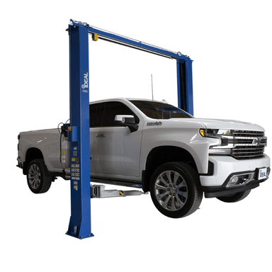 Chevy Silverado raised on iDEAL TP10KAC-DX two post car lift