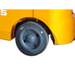 Close-up of rear cushion tire on the Ekko EK25CLP forklift, built for smooth indoor operation and 5,000 lb capacity