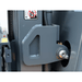 Close-up of the Ekko EK16A-216Li’s welded mast carriage structure, emphasizing its heavy-duty build and industrial-grade hardware