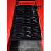 Close-up of the Triumph NOS9000XLT 9,000 lb Four Post – Extra-Long & Tall Auto Parking Lift’s red runway with black plastic drip trays.