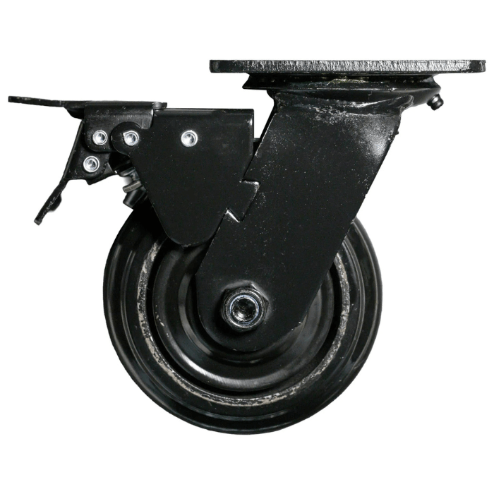 Close up of locking swivel caster wheel for Dragonfire workbench kit DFT-WB-6PC