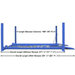 Detailed side-view of the Atlas PVL14 four-post lift highlights its extended runway and total length—ideal for verifying fit before installation.
