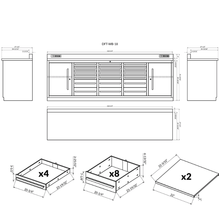 Dragonfire DFT-WB-18 18 drawer spec sheet