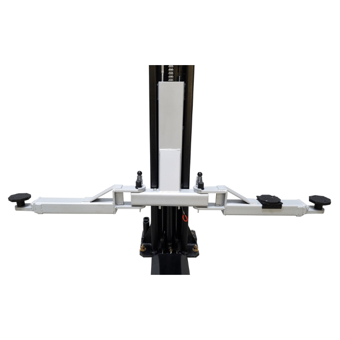 Dual-point lock release system on Tuxedo TP9KF-TUX 2 post car lift
