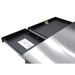Dual pull-out trays under the stainless top on the gray Dragonfire Pro Series 7FT workbench, DFT-WB-17 with power strip