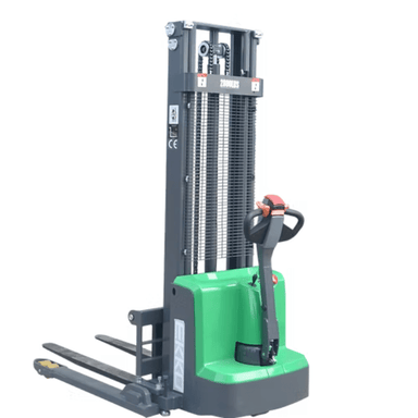 Ekko EB13E-LI lithium electric straddle stacker with compact design and ergonomic control handle