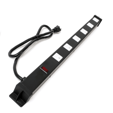 Elevated view of the Pegboard Power Strip Charging Station Outlet Rail by Wall Control on its own