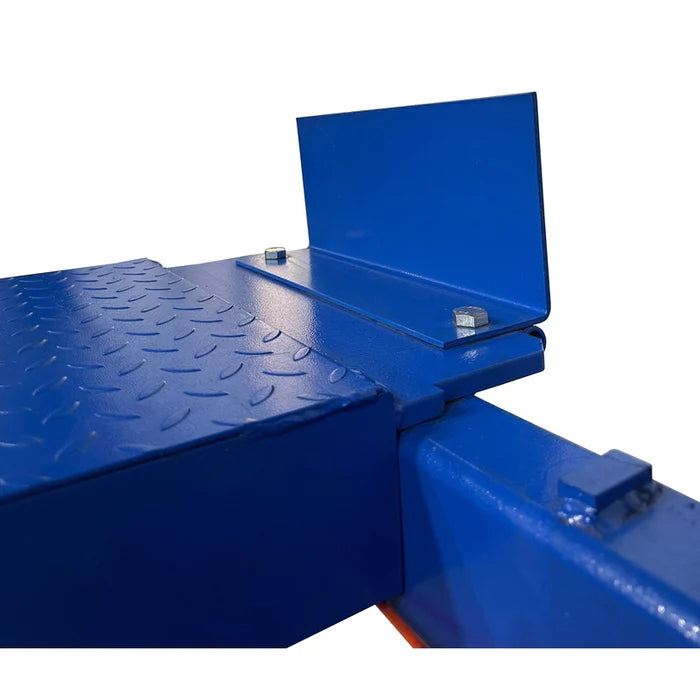 End stop plate on runway of Tuxedo FP14K heavy-duty 4 post lift