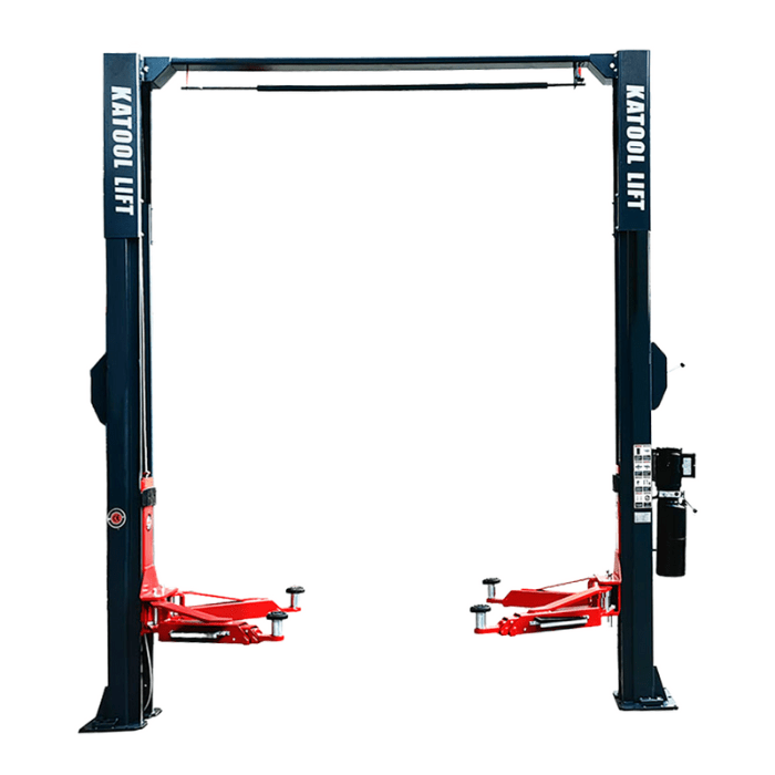 Front side view of the AS110D 2 Post Car Lift by Katool