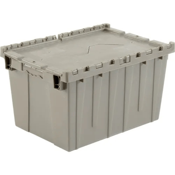 Gray tote with top closed for the Auxx-Lift Motorized Garage Storage Platform