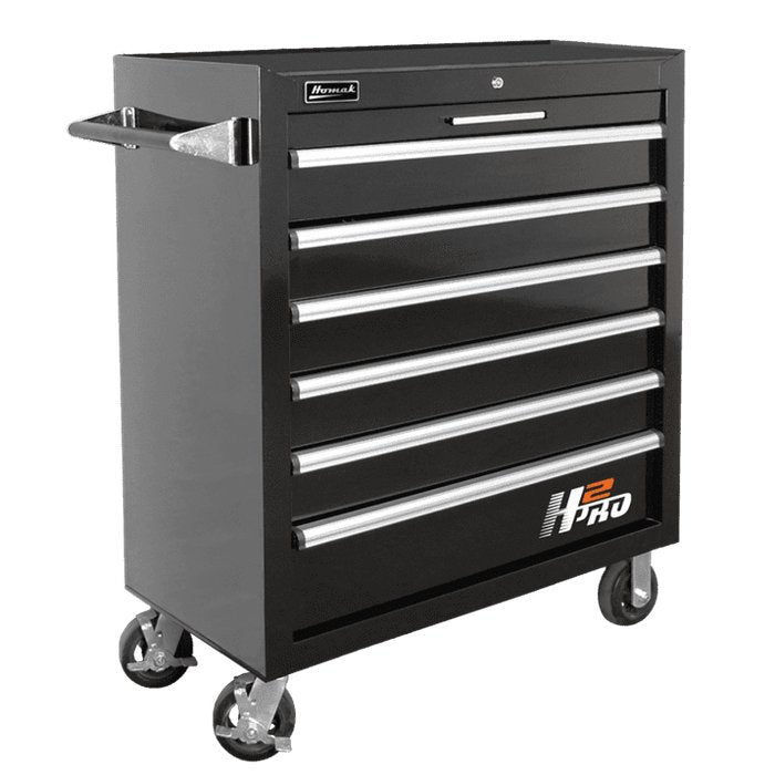 Homak 36" H2Pro 6-Drawer Roller Cabinet in Midnight Black