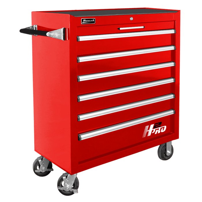Homak 36" H2Pro 6-Drawer Roller Cabinet in Fury Red