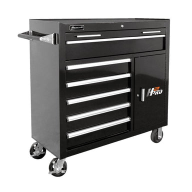 Homak 41" H2Pro 6-Drawer Roller Cabinet in Black