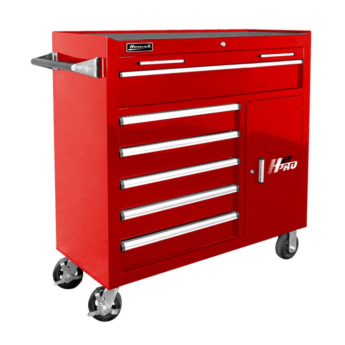Homak 41" H2Pro 6-Drawer Roller Cabinet in Red
