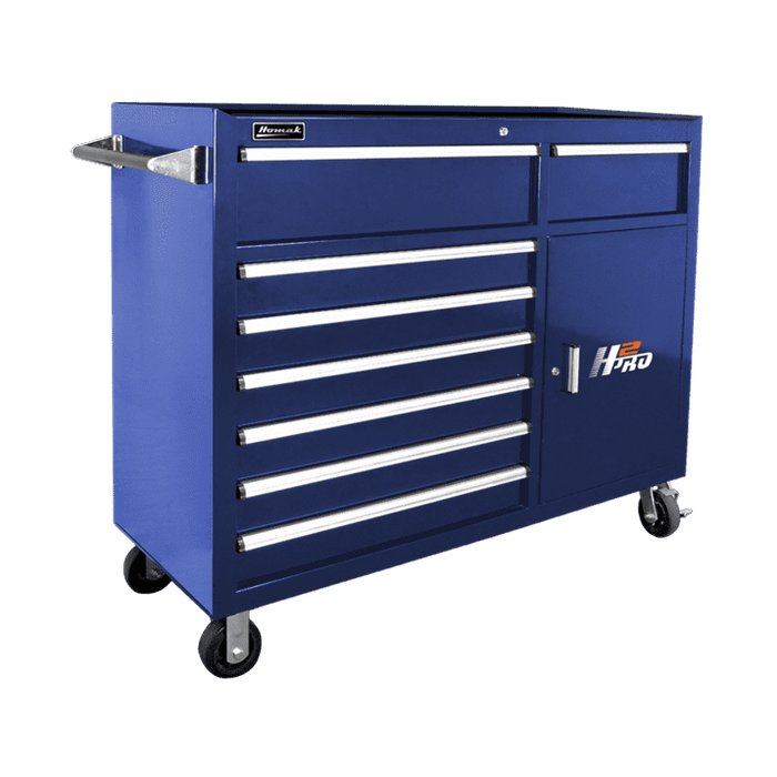 Homak 56" H2Pro 8-Drawer Roller Cabinet in Blue