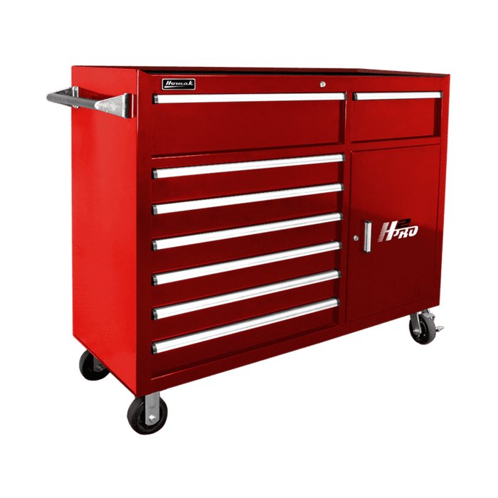 Homak 56" H2Pro 8-Drawer Roller Cabinet in Red