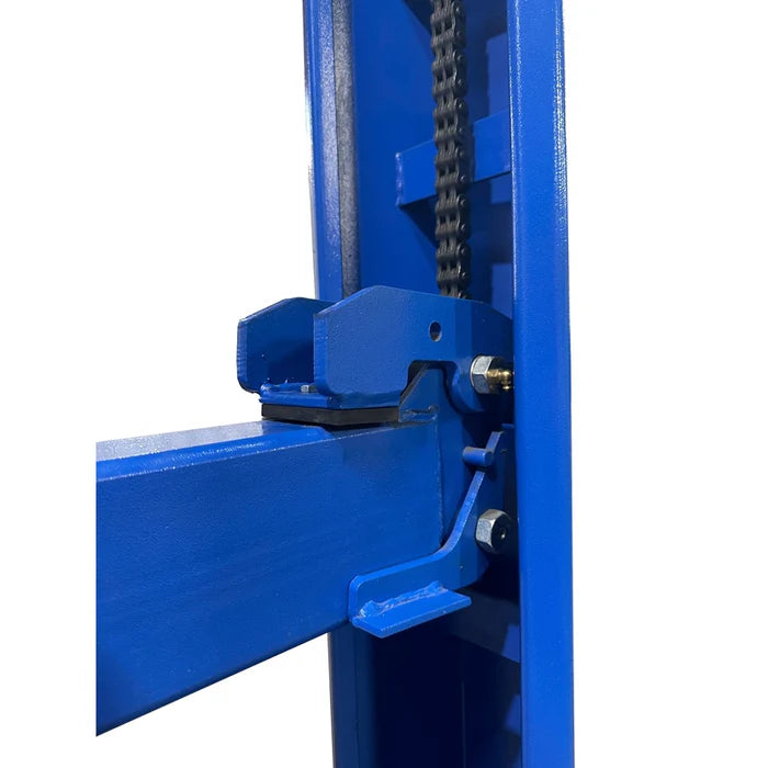 Heavy-duty safety lock mechanism inside column of Tuxedo FP14K 4 post lift