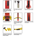 Highlighted features of the BP-9X by AMGO such as ETL certified power unit and chain-driven hydraulics