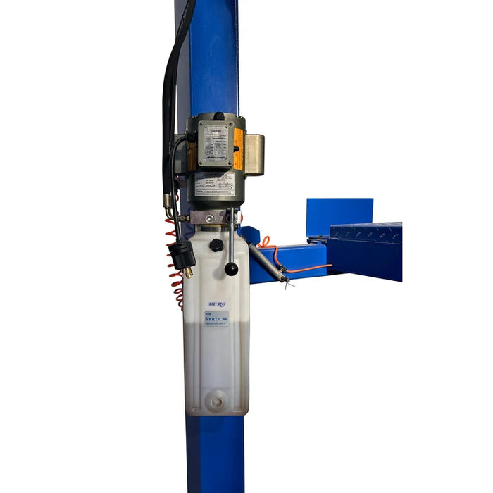 Hydraulic power unit mounted on column of Tuxedo FP14K 4 post lift