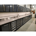 Installed Dragonfire Pro Series 9ft 20 drawer workbench with stainless top in garage setup DFT-WB-20