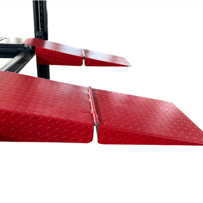 KT-4H120X 12000 Lbs 220V Heavy Duty Four Post Vehicle Lift approach ramps side view