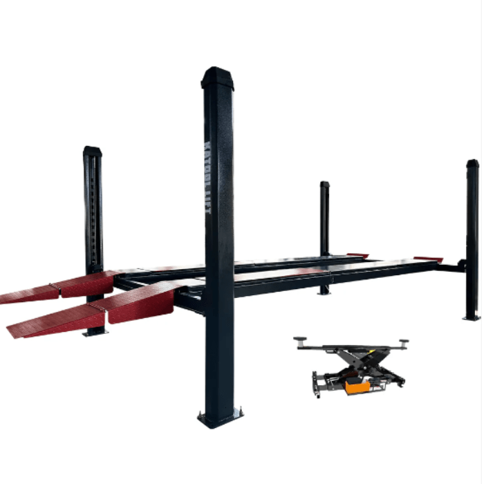 KT-4H120X 12000 Lbs 220V Heavy Duty Four Post Vehicle Lift wide stance four post frame with optional jack