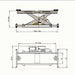 Katool 7000 lb rolling jack technical diagram showing dimensions and platform layout