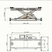 Katool 7,000 lb rolling jack dimensions and adjustable width diagram