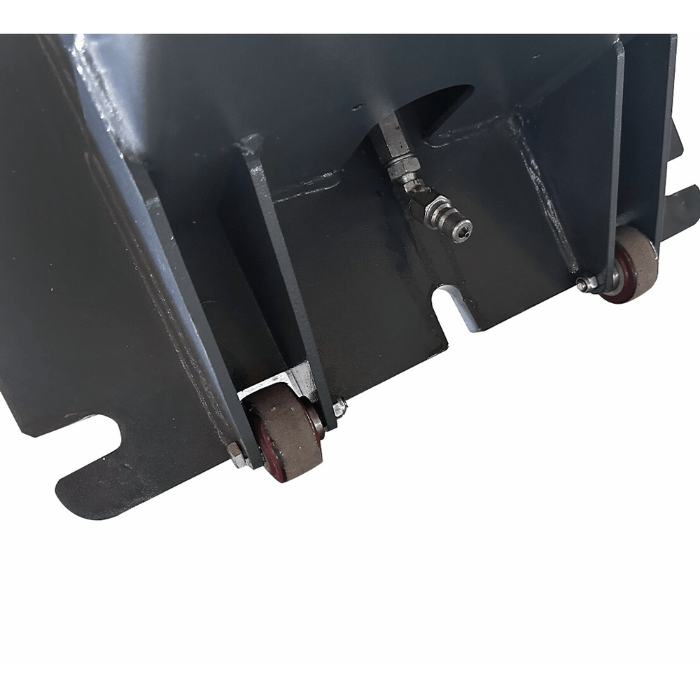Katool PMRL200 Auto Lift – close-up of base with caster wheels and hydraulic connection for mobile operation.