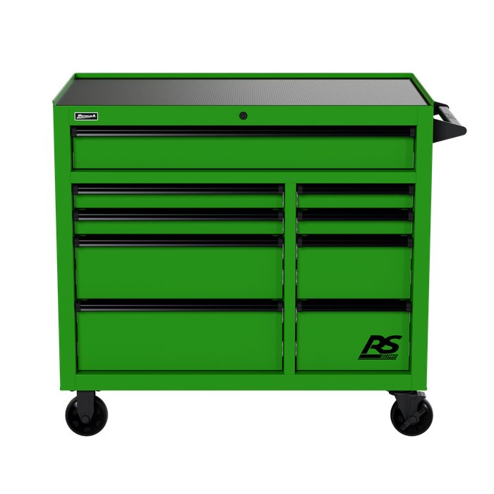 Homak 41" RS Pro 9-Drawer Rolling Cabinet in Monster Green