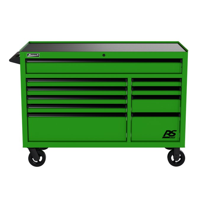 Homak 54" RS Pro 10-Drawer Rolling Cabinet in Monster Green