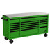 Homak 72" RS Pro 16-Drawer Rolling Cabinet with Stainless Steel Top in Monster Green