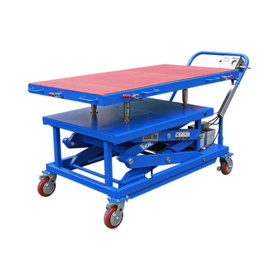 iDEAL LT-EV2500AH-X air-hydraulic EV lift table at low height, left-hand ISO view
