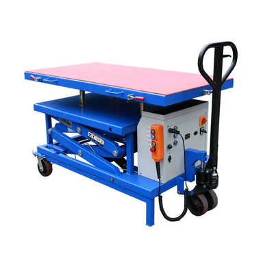 iDEAL LT-EV3300DC-X EV lift table at low height, left-hand ISO view