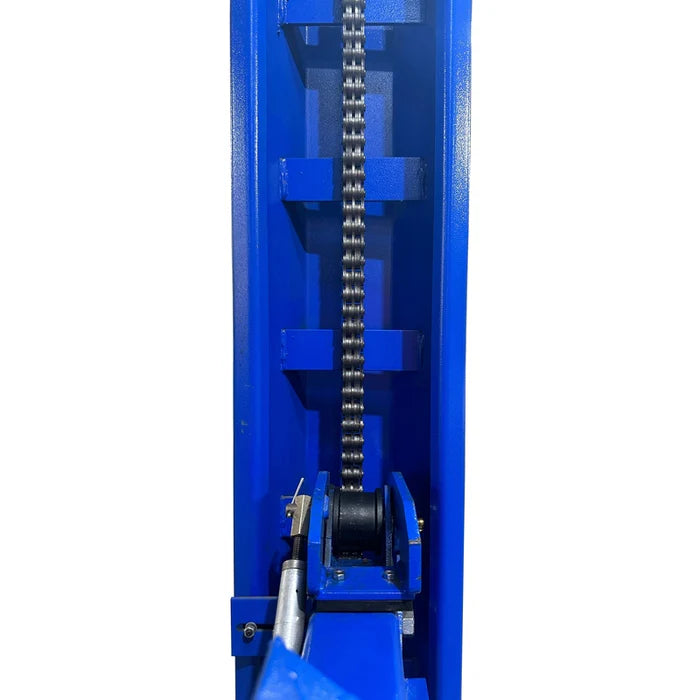 Lift column chain drive system on Tuxedo FP14K 14,000 lb 4 post car lift