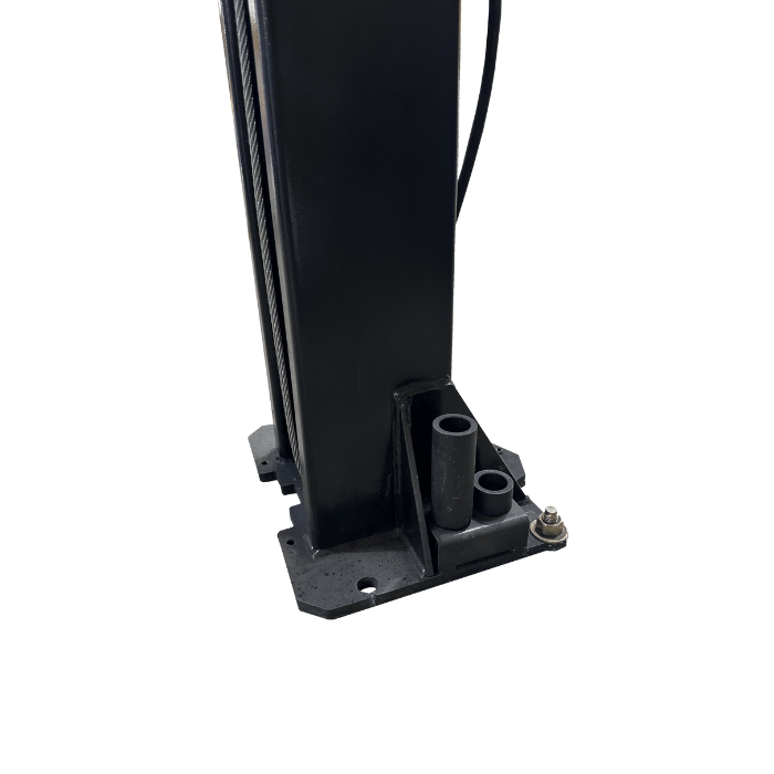 Low profile rubber lift pad on Tuxedo TP9KAC-TUX asymmetric 2 post lift swing arm