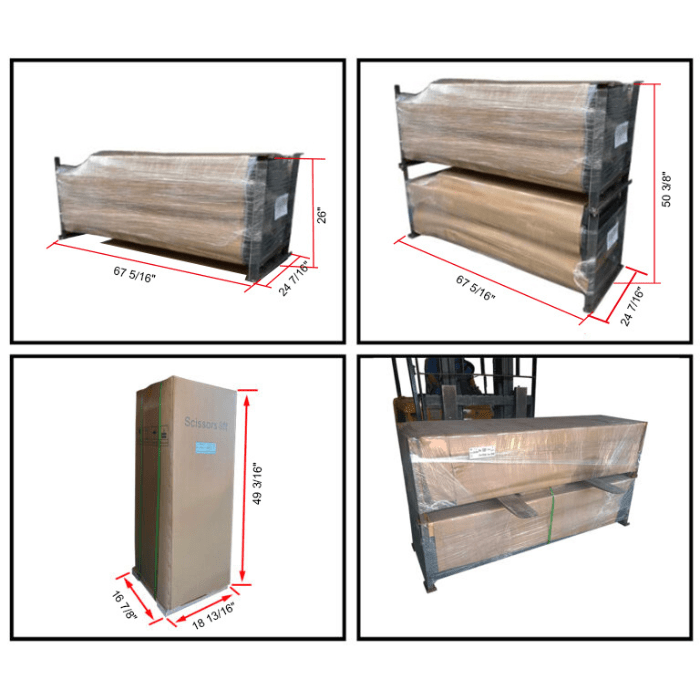MRL09 packaging crates and control box dimensions