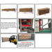 Nine-panel graphic showing AMGO PRO-18A shipping packaging dimensions, forklift-unloading best practices, and wrong vs. right container ejection methods to prevent deformation