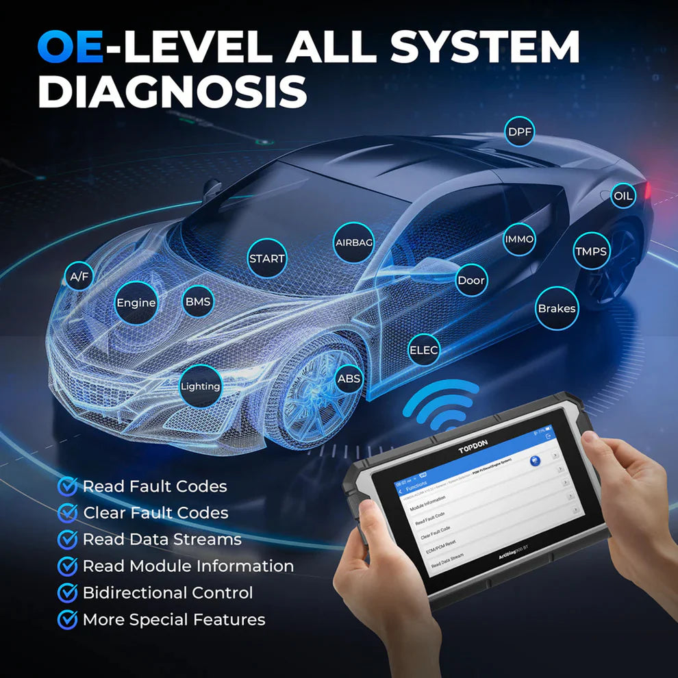 OE-level full system vehicle diagnostics with bidirectional control and module scanning on ArtiDiag900 BT