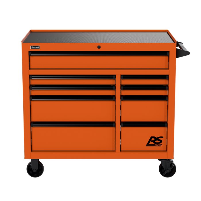 Homak 41" RS Pro 9-Drawer Rolling Cabinet in Competition Orange