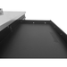 Open pull-out tray surface detail under stainless top on the black Dragonfire DFT-WB-17 workbench with locking drawer system