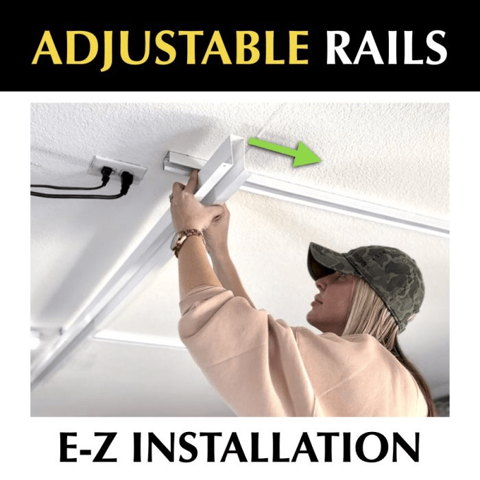 Overhead E-Z Glide Tote Slide showcasing the adjustable rails feature