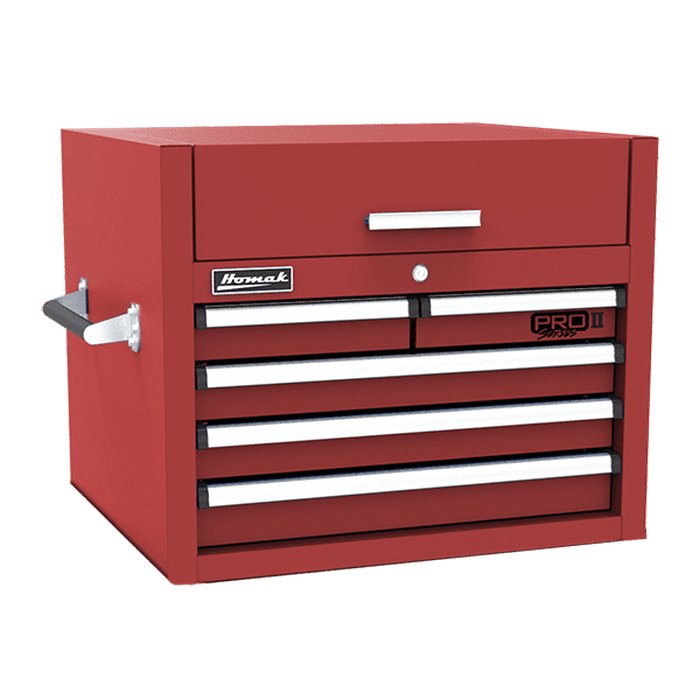 Homak 27" Pro II 5-Drawer Top Chest in Fury Red
