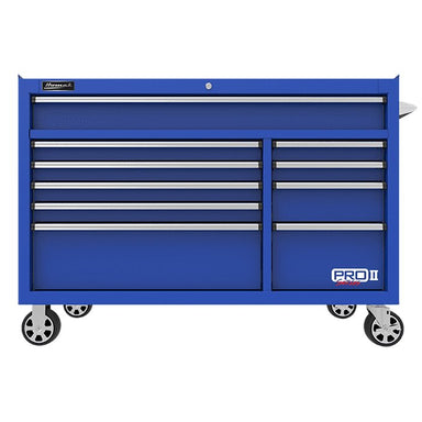 Homak 54" Pro II 10-Drawer Roller Cabinet in Blue