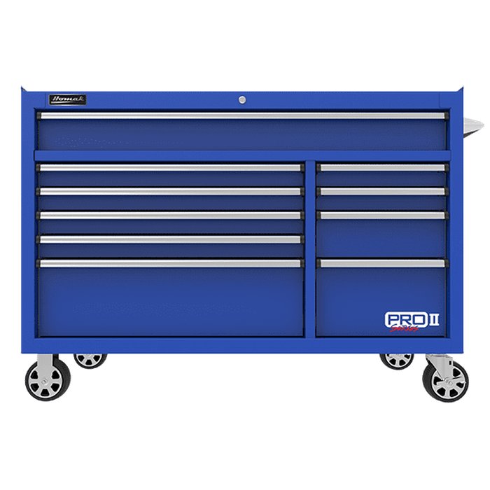 Homak 54" Pro II 10-Drawer Roller Cabinet in Blue