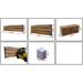Packaging dimensions of AMGO PRO-14E 4 post lift parts with forklift loading example – heavy-duty commercial vehicle lift for shops