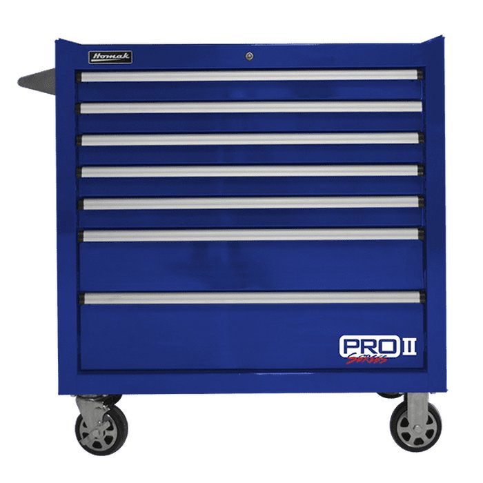 Homak 36" Pro II 7-Drawer Roller Cabinet in Blue