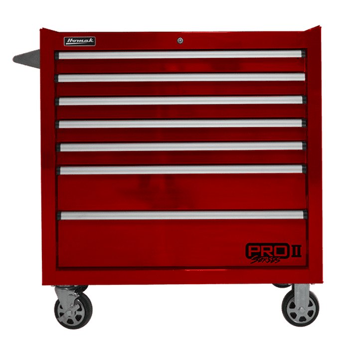 Homak 36" Pro II 7-Drawer Roller Cabinet in Red